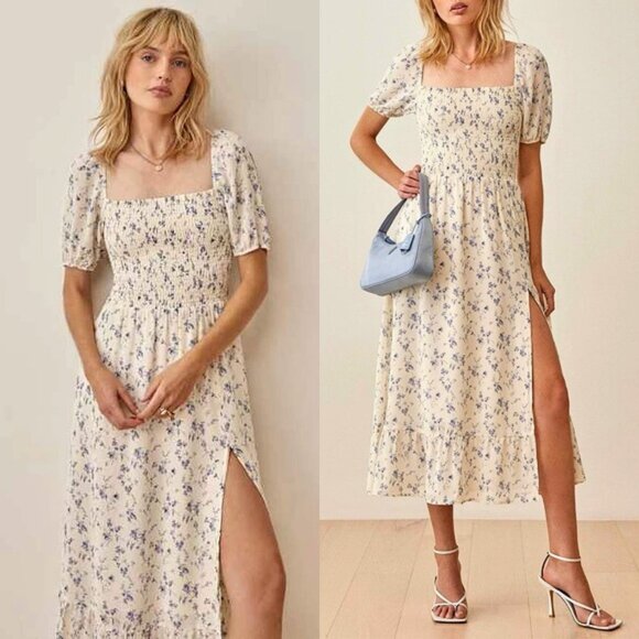 Reformation Dresses & Skirts - Reformation Meadow Midi Dress – Sinead Blue Floral, Size S